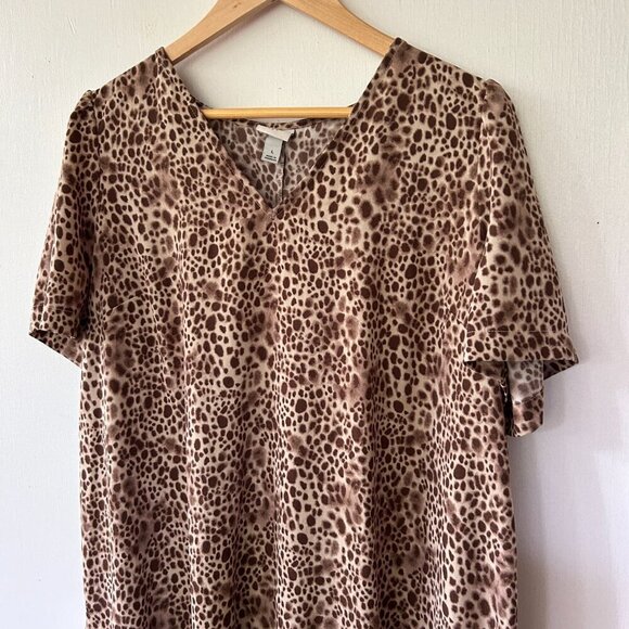 a new day Shift Dress Womens Large Brown Animal Print V-neck - Picture 2 of 6